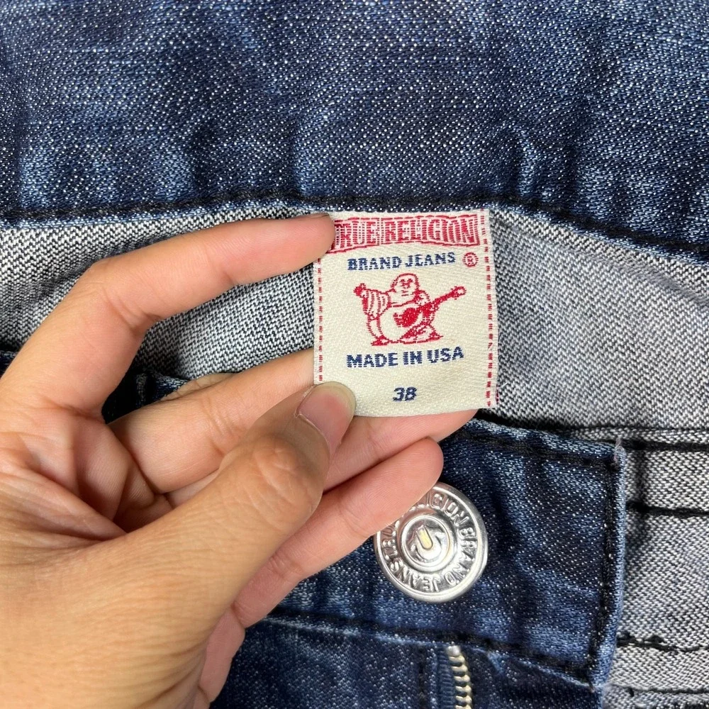 True Religion Rainbow‎ Billy Jeans Women's Blue Denim Cropped USA Made - 39X25